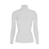 COTTON JERSEY TURTLENECK LONG SLEEVE | LIGHT HEATHER GREY FLAT ON A WHITE BACKGROUND | FLT