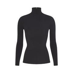 COTTON JERSEY TURTLENECK LONG SLEEVE | SOOT FLAT ON A WHITE BACKGROUND | FLT