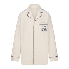 SKIMS FOR TEAM USA UNISEX FLEECE PARALYMPIC OVERSIZED SLEEP TOP | ECRUFLAT ON A WHITE BACKGROUND | FLT