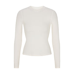 COTTON RIB LONG SLEEVE T-SHIRT | MARBLE (LONG SLEEVE T-SHIRTS, TOPS) FLAT ON A WHITE BACKGROUND | FLT