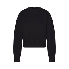 COTTON FLEECE CLASSIC CREWNECK | ONYX LAYS FLAT ON A WHITE BACKGROUND | FLT