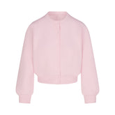 COTTON FLEECE SHRUNKEN CARDIGAN | CHERRY BLOSSOM & LAYS FLAT ON A WHITE BACKGROUND | FLT