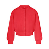 COTTON FLEECE SHRUNKEN CARDIGAN | WASHED RED FLAT ON A WHITE BACKGROUND | FLT