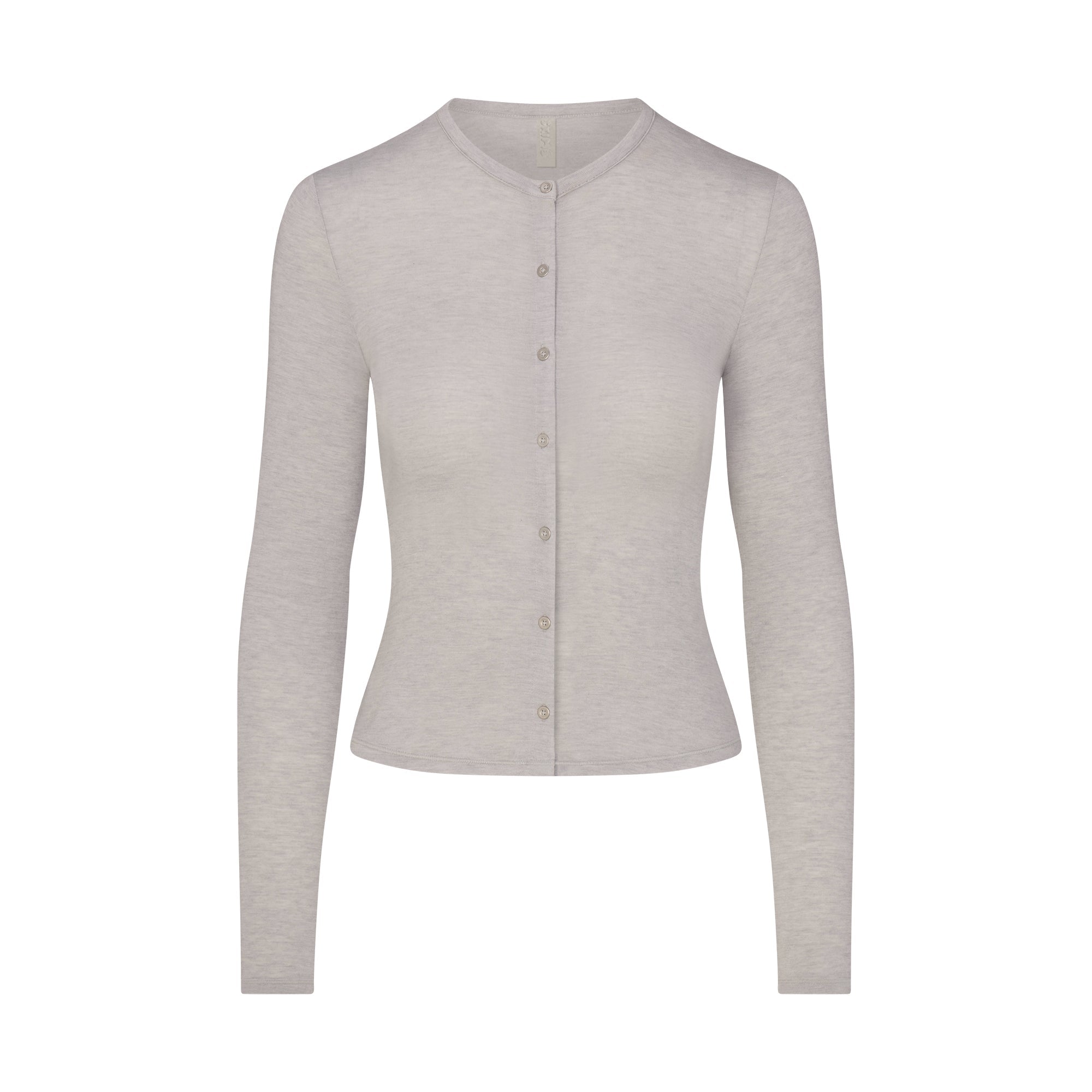 SHEER MODAL CARDIGAN | HEATHER GREY FLAT ON A WHITE BACKGROUND | FLT