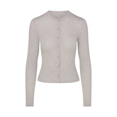 SHEER MODAL CARDIGAN | HEATHER GREY FLAT ON A WHITE BACKGROUND | FLT
