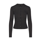SHEER MODAL CARDIGAN | ONYX FLAT ON A WHITE BACKGROUND | FLT