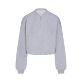COTTON FLEECE BOMBER | HEATHER GREY FLAT ON A WHITE BACKGROUND | FLT