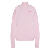 COTTON FLEECE MOCK NECK QUARTER ZIP WITH EMBOSSED LOGO | CHERRY BLOSSOM FLAT ON A WHITE BACKGROUND | FLT