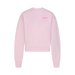 COTTON FLEECE CREWNECK WITH EMBOSSED LOGO | CHERRY BLOSSOM FLAT ON A WHITE BACKGROUND | FLT