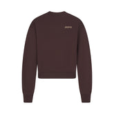 COTTON FLEECE CREWNECK WITH EMBOSSED LOGO | ESPRESSO FLAT ON A WHITE BACKGROUND | FLT