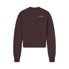 COTTON FLEECE CREWNECK WITH EMBOSSED LOGO | ESPRESSO FLAT ON A WHITE BACKGROUND | FLT