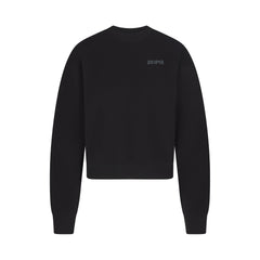 COTTON FLEECE CREWNECK WITH EMBOSSED LOGO | ONYX FLAT ON A WHITE BACKGROUND | FLT