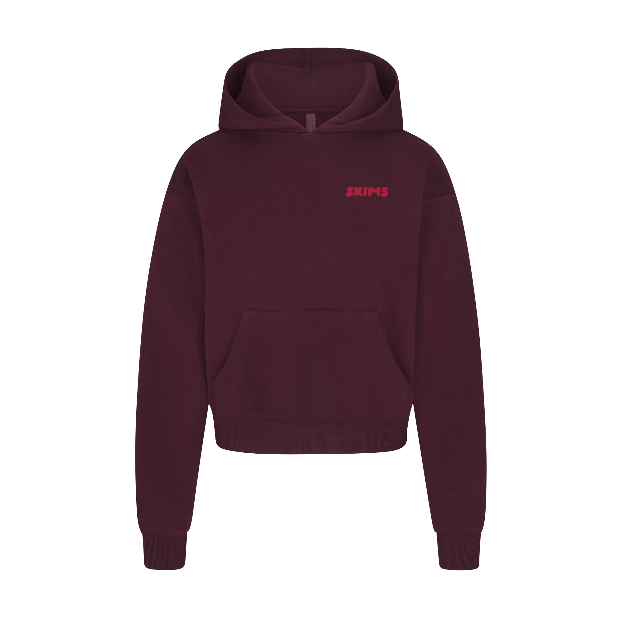 COTTON FLEECE HOODIE WITH EMBOSSED LOGO | CURRANT FLAT ON A WHITE BACKGROUND | FLT