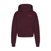 COTTON FLEECE HOODIE WITH EMBOSSED LOGO | CURRANT FLAT ON A WHITE BACKGROUND | FLT