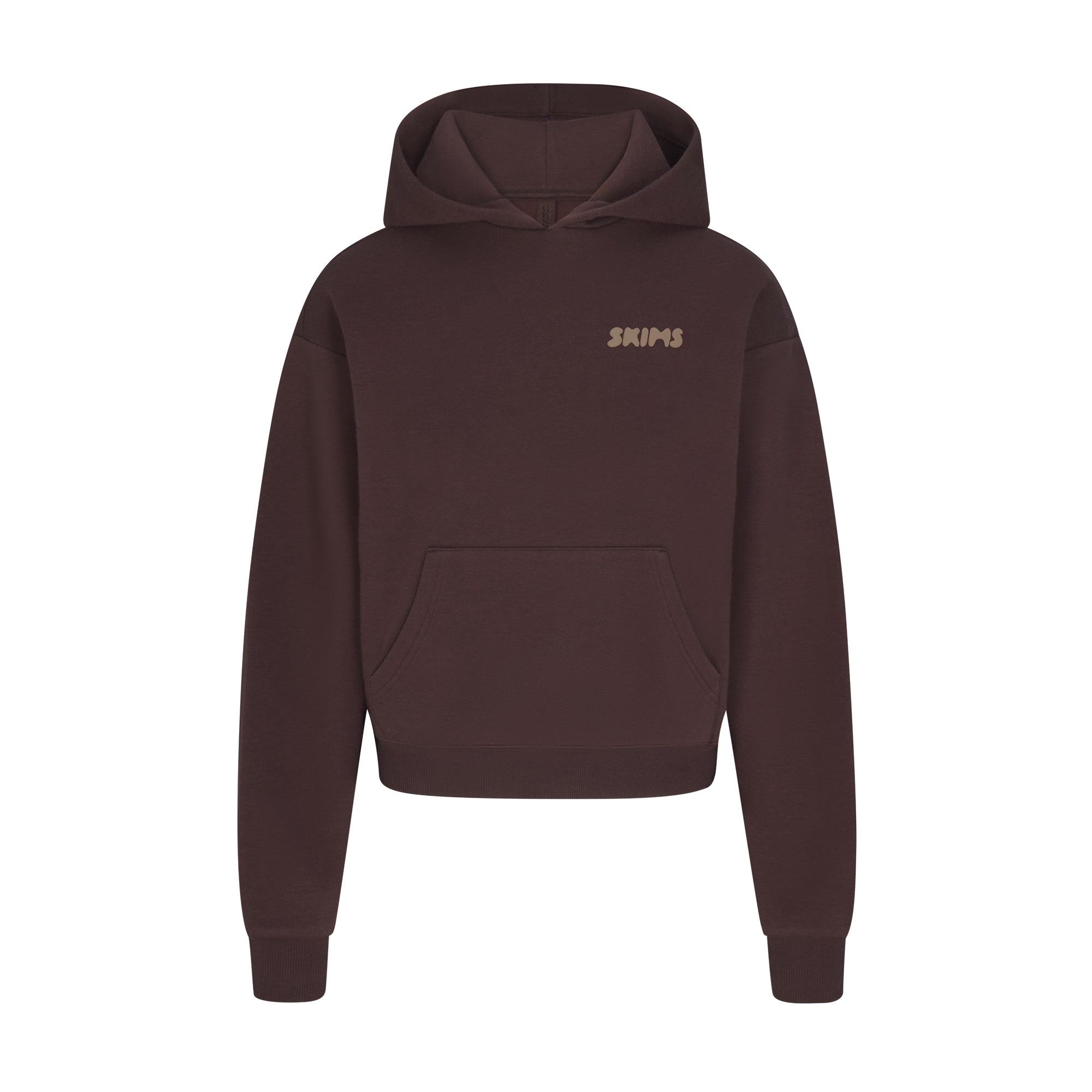 COTTON FLEECE HOODIE WITH EMBOSSED LOGO | ESPRESSO FLAT ON A WHITE BACKGROUND | FLT
