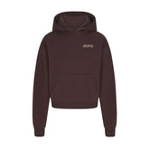 COTTON FLEECE HOODIE WITH EMBOSSED LOGO | ESPRESSO FLAT ON A WHITE BACKGROUND | FLT