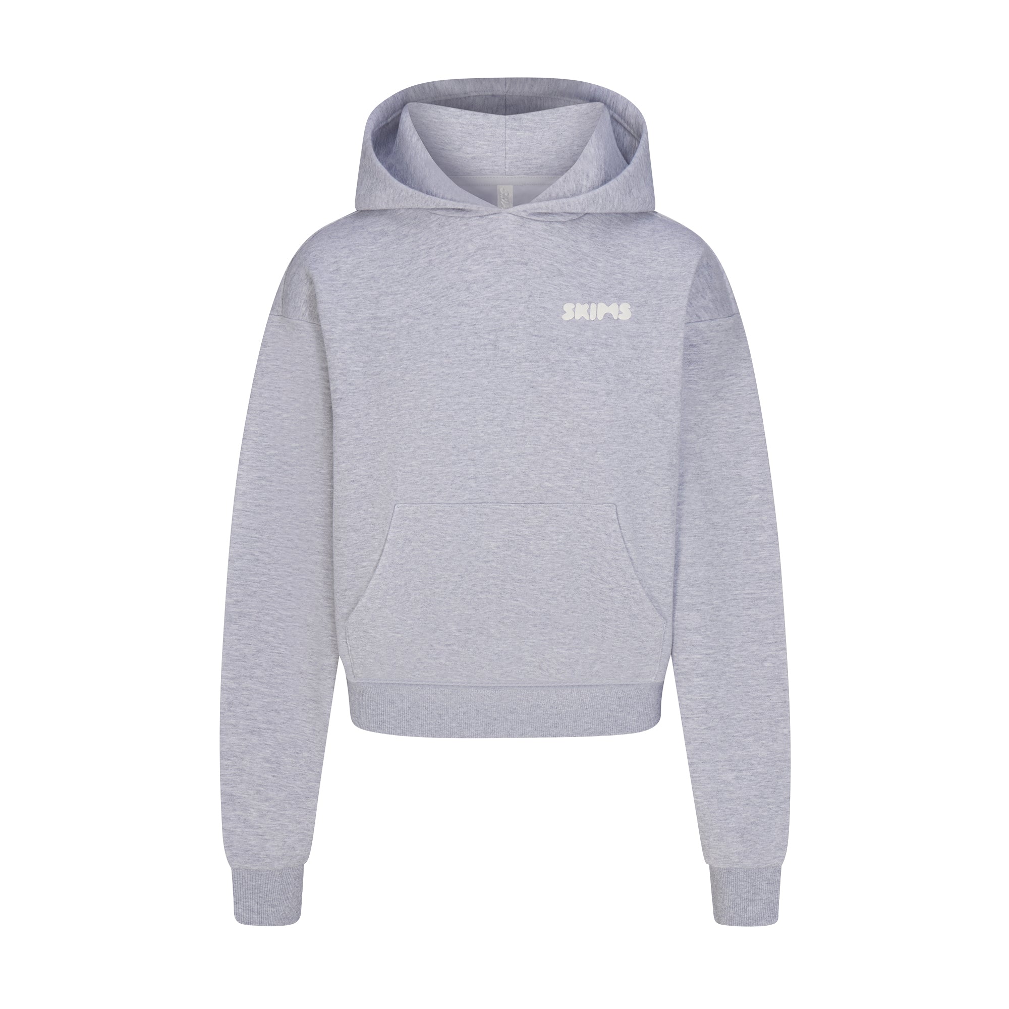 COTTON FLEECE HOODIE WITH EMBOSSED LOGO | HEATHER GREY FLAT ON A WHITE BACKGROUND | FLT