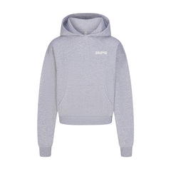 COTTON FLEECE HOODIE WITH EMBOSSED LOGO | HEATHER GREY FLAT ON A WHITE BACKGROUND | FLT