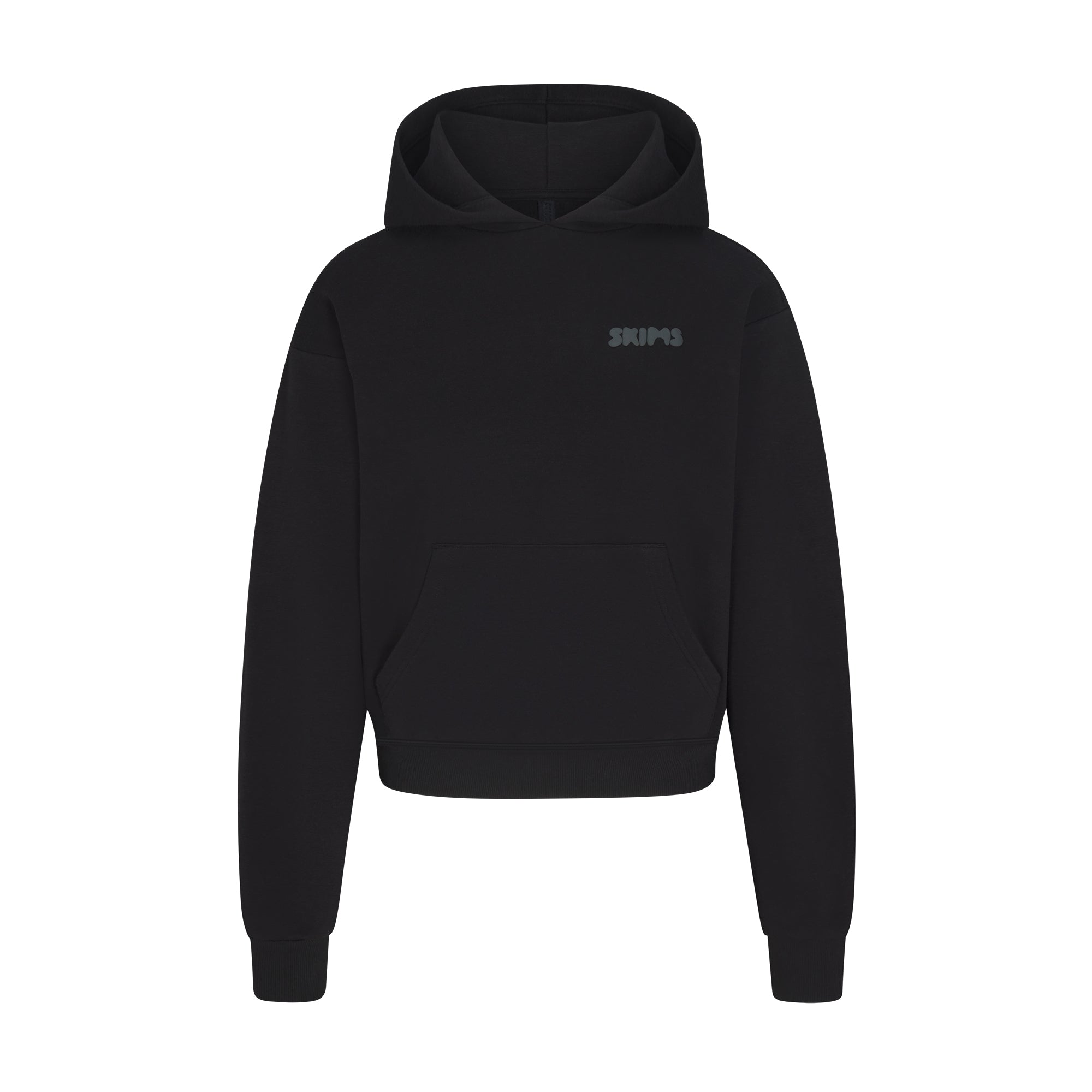 COTTON FLEECE HOODIE WITH EMBOSSED LOGO | ONYX FLAT ON A WHITE BACKGROUND | FLT