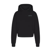 COTTON FLEECE HOODIE WITH EMBOSSED LOGO | ONYX FLAT ON A WHITE BACKGROUND | FLT