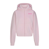 COTTON FLEECE ZIP UP HOODIE WITH EMBOSSED LOGO | CHERRY BLOSSOM FLAT ON A WHITE BACKGROUND | FLT