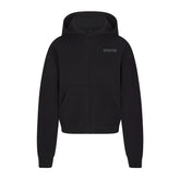 COTTON FLEECE ZIP UP HOODIE WITH EMBOSSED LOGO | ONYX FLAT ON A WHITE BACKGROUND | FLT