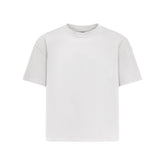 HEAVYWEIGHT COTTON MENS RELAXED CROPPED CREW NECK T-SHIRT | CHALK FLAT ON A WHITE BACKGROUND @ | FOCUS: 0.0, 1.0, 0.9