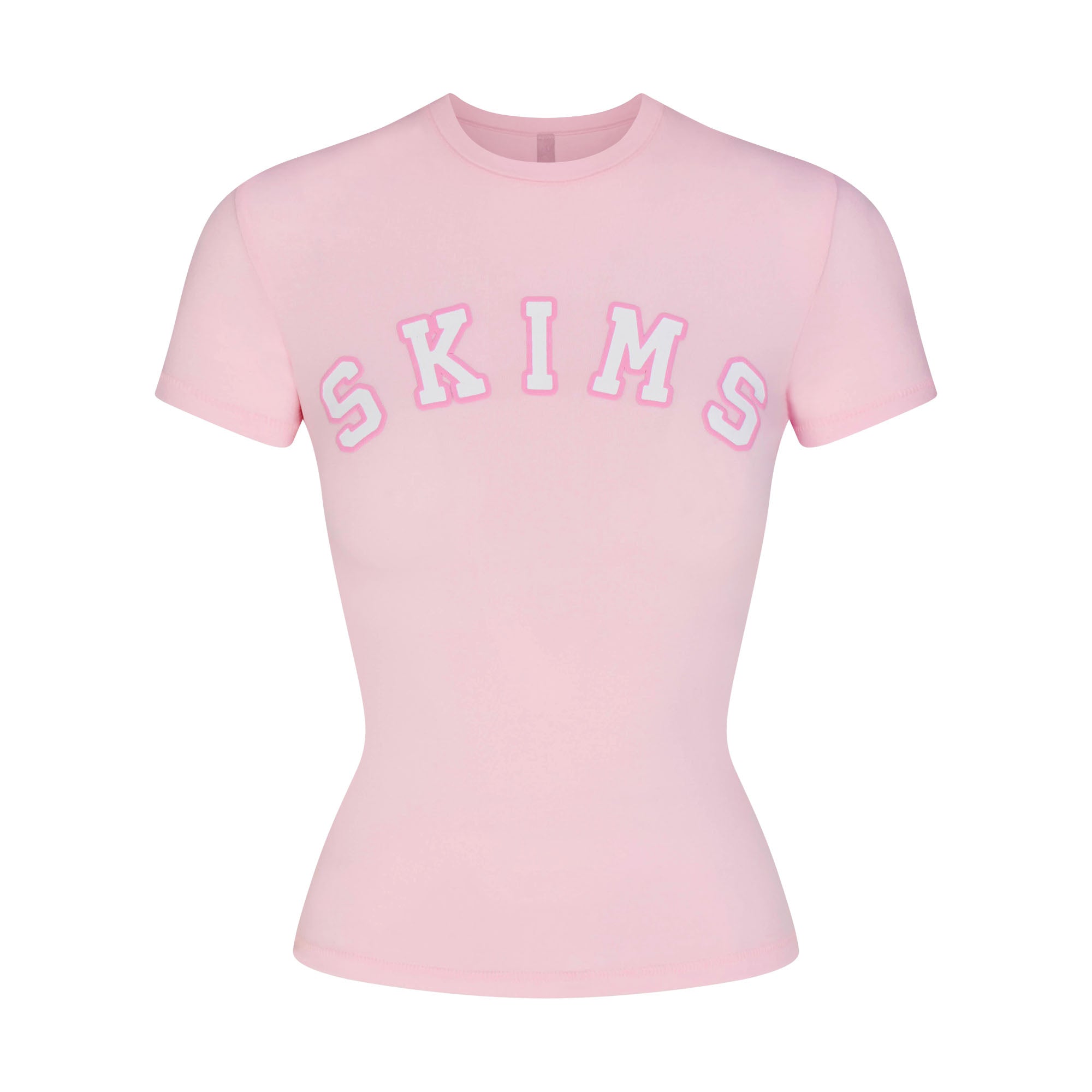COTTON JERSEY T-SHIRT | CHERRY BLOSSOM WITH SNOW LOGO FLAT ON A WHITE BACKGROUND | FLT