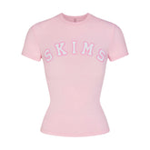 COTTON JERSEY T-SHIRT | CHERRY BLOSSOM WITH SNOW LOGO FLAT ON A WHITE BACKGROUND | FLT