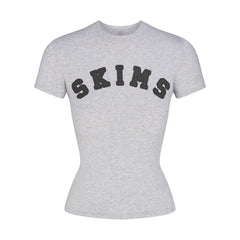 COTTON JERSEY T-SHIRT | LIGHT HEATHER GREY WITH ONYX LOGO FLAT ON A WHITE BACKGROUND | FLT