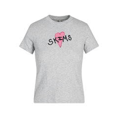 WORN IN JERSEY T-SHIRT | LIGHT HEATHER GREY SKIMS HEART FLAT ON A WHITE BACKGROUND | FLT