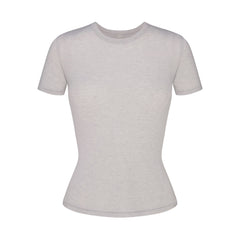 SHEER MODAL LONG T-SHIRT | HEATHER GREY FLAT ON A WHITE BACKGROUND | FLT