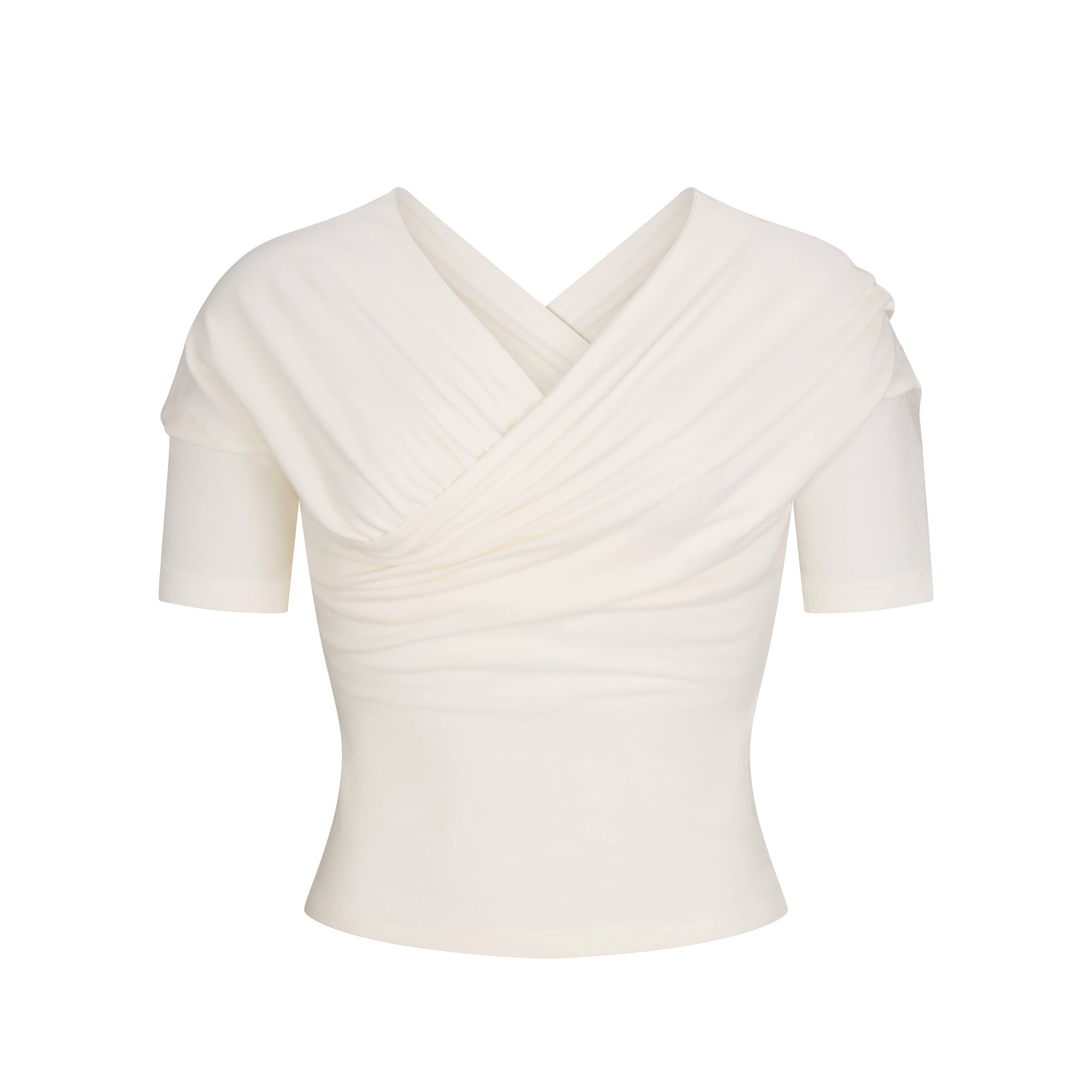 COTTON JERSEY WRAP TOP | MARBLE LAYS FLAT ON A WHITE BACKGROUND | FLT
