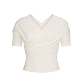 COTTON JERSEY WRAP TOP | MARBLE LAYS FLAT ON A WHITE BACKGROUND | FLT