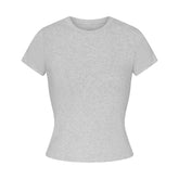 WORN IN JERSEY T-SHIRT | LIGHT HEATHER GREY FLAT ON A WHITE BACKGROUND | FLT