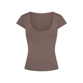 REFINED KNIT SCOOP NECK TOP | AMETHYST FLAT ON A WHITE BACKGROUND | FLT