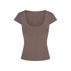 REFINED KNIT SCOOP NECK TOP | AMETHYST FLAT ON A WHITE BACKGROUND | FLT