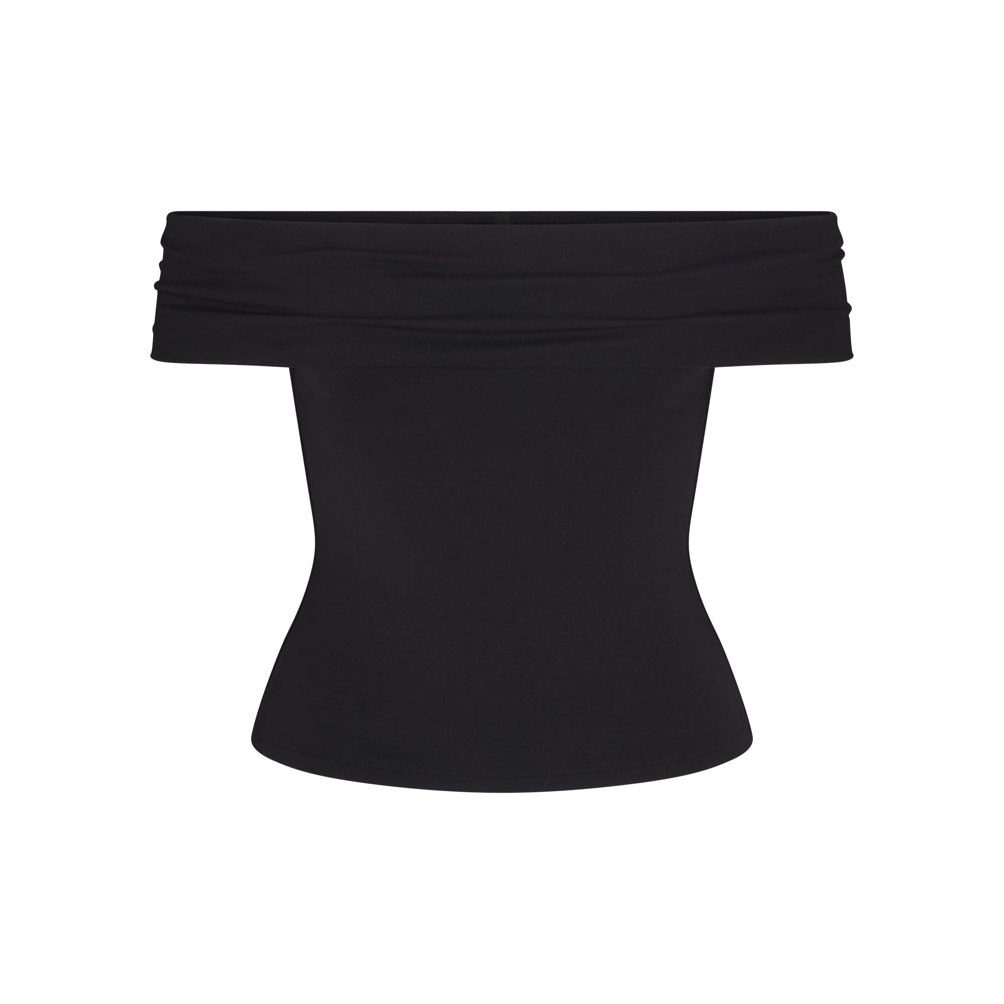 SMOOTH LAYERS SHORT SLEEVE TOP | OBSIDIAN FLAT ON A WHITE BACKGROUND | FLT
