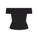SMOOTH LAYERS SHORT SLEEVE TOP | OBSIDIAN FLAT ON A WHITE BACKGROUND | FLT