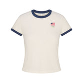 SKIMS FOR TEAM USA WORN IN JERSEY OLYMPIC SHRUNKEN T-SHIRT | ECRUFLAT ON A WHITE BACKGROUND | FLT
