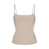 COTTON JERSEY SCOOP NECK CAMI | STONE FLAT ON A WHITE BACKGROUND | FLT