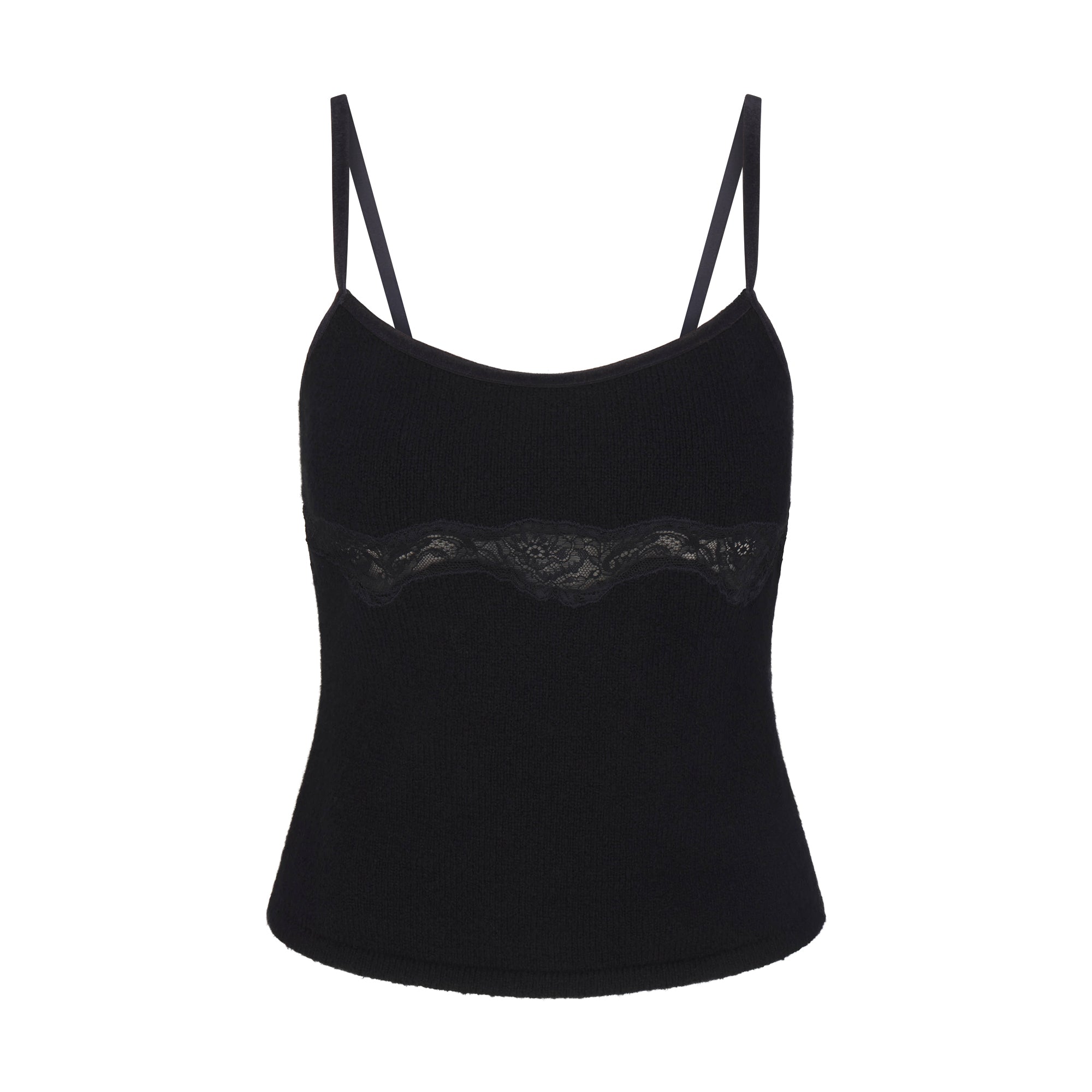 LACE KNIT TANK | OBSIDIAN FLAT ON A WHITE BACKGROUND | FLT