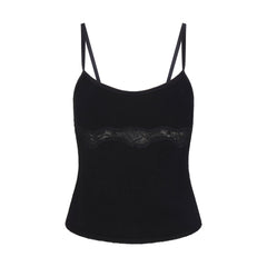 LACE KNIT TANK | OBSIDIAN FLAT ON A WHITE BACKGROUND | FLT
