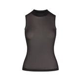 SLINKY KNIT MOCK NECK TANK | OBSIDIAN FLAT ON A WHITE BACKGROUND | FLT