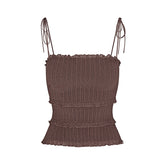 SHEER KNIT RUFFLE CAMI | AMETHYST FLAT ON A WHITE BACKGROUND | FLT
