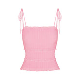 SHEER KNIT RUFFLE CAMI | PEONY FLAT ON A WHITE BACKGROUND | FLT