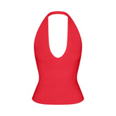 SMOOTH LAYERS HALTER TOP | CARMINE FLAT ON A WHITE BACKGROUND | FLT
