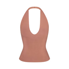 SMOOTH LAYERS HALTER TOP | NUTMEG FLAT ON A WHITE BACKGROUND | FLT