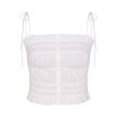 COTTON POPLIN RUFFLE CAMI | SNOW FLAT ON A WHITE BACKGROUND | FLT