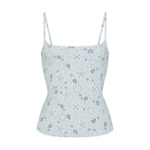 COTTON JERSEY SCOOP NECK CAMI | POWDER BLUE BANDANA FLAT ON A WHITE BACKGROUND | FLT